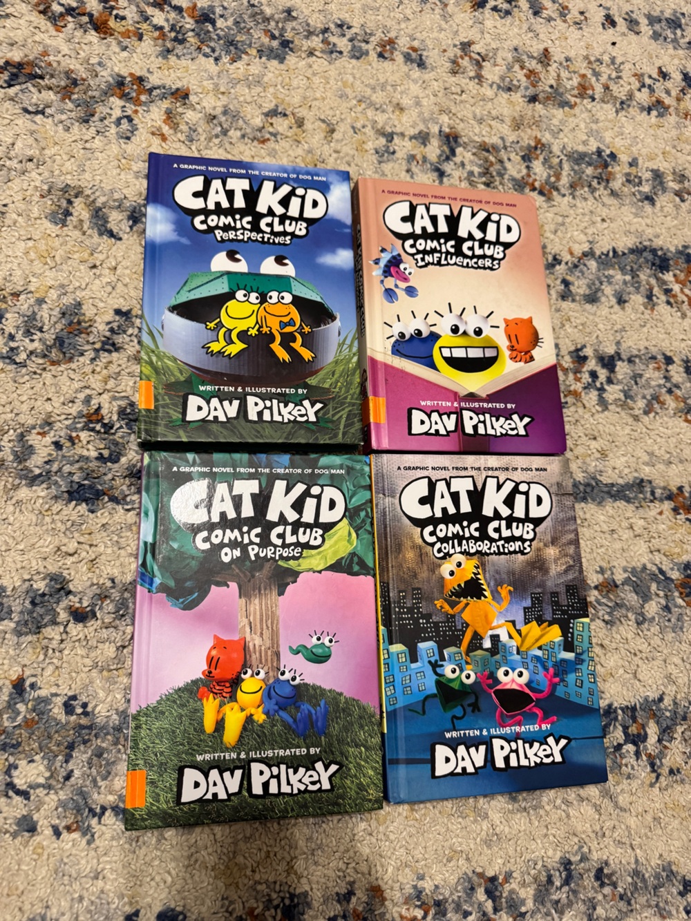 Cat Kid Comic Club 4-Book Set by Dav Pilkey - Colorful Children's Graphic Novels